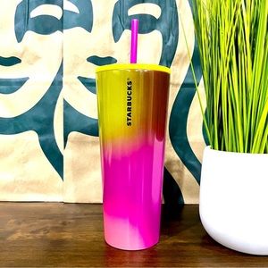 💝Starbucks Pink Yellow Berry Gradient Stainless Steel Tumbler Venti 24oz